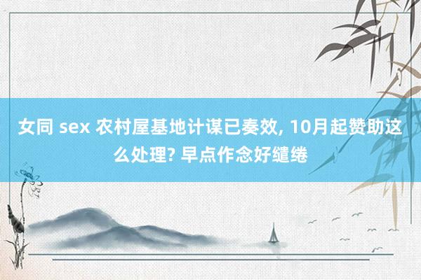 女同 sex 农村屋基地计谋已奏效， 10月起赞助这么处理? 早点作念好缱绻