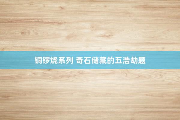 铜锣烧系列 奇石储藏的五浩劫题